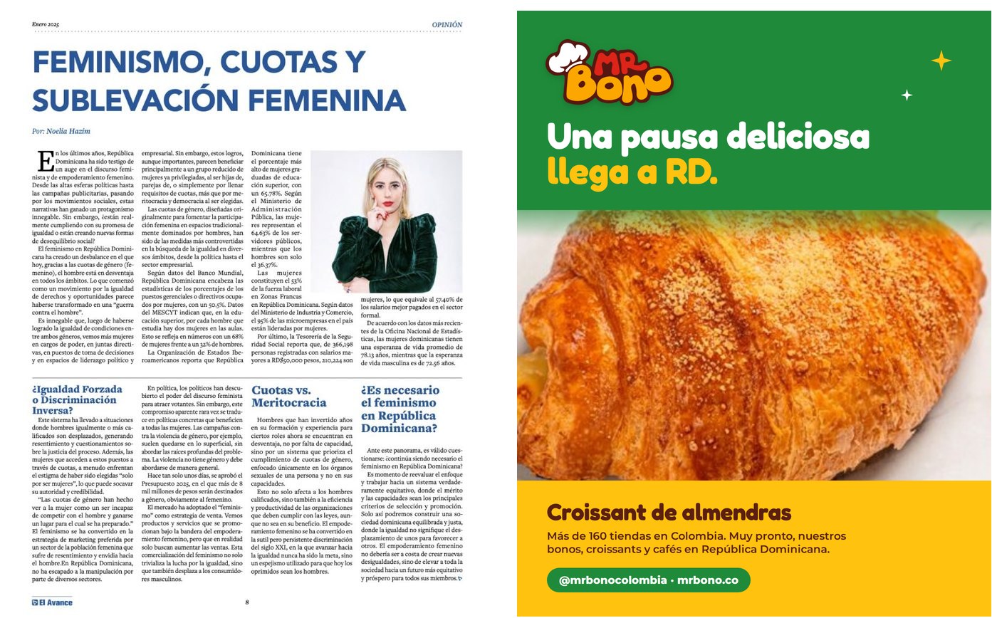 Doble página de El Avance con un anuncio de página completa